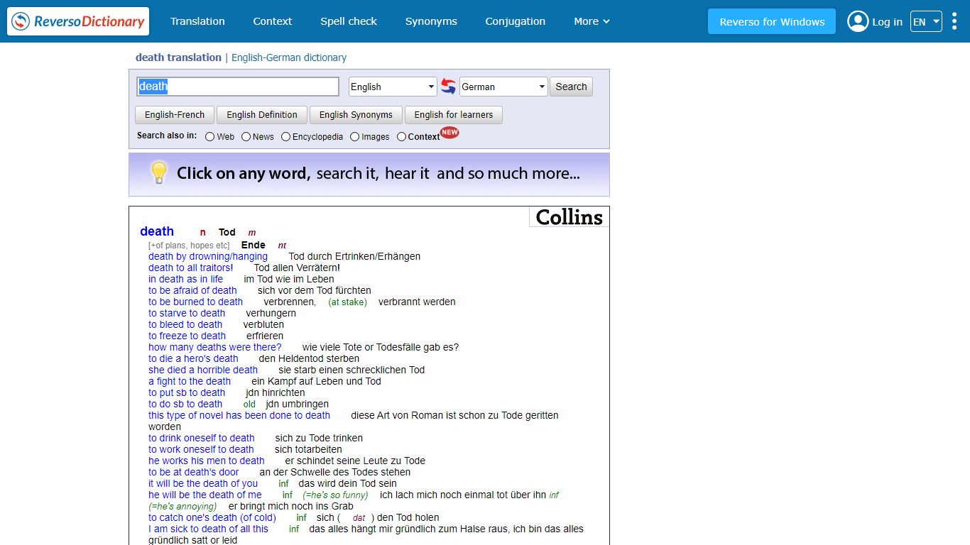 death translation in German | English-German dictionary | Reverso